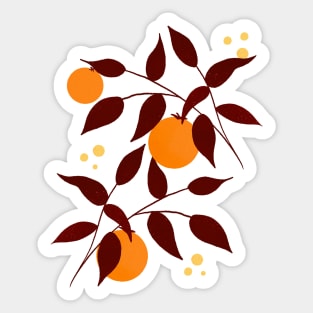 Persimmons and brown leaves Sticker